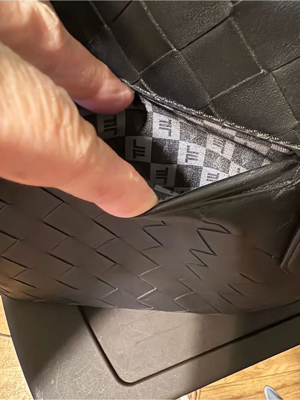 London Fog kylar woven tote Black Woven Tote with Gold Hardware